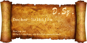 Decker Szibilla névjegykártya